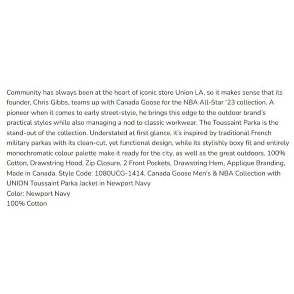 Canada Goose x NBA UNION Toussaint #1080 Parka Jacket Coat Men's XL New SOLD OUT - Picture 10 of 16